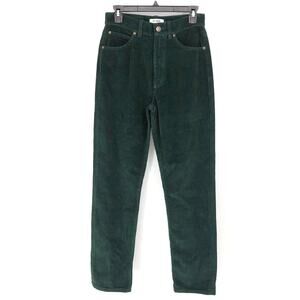 RE/DONE Womens 70s Cigarette Corduroy Pants 2 26 Green High Rise Straight NWOT